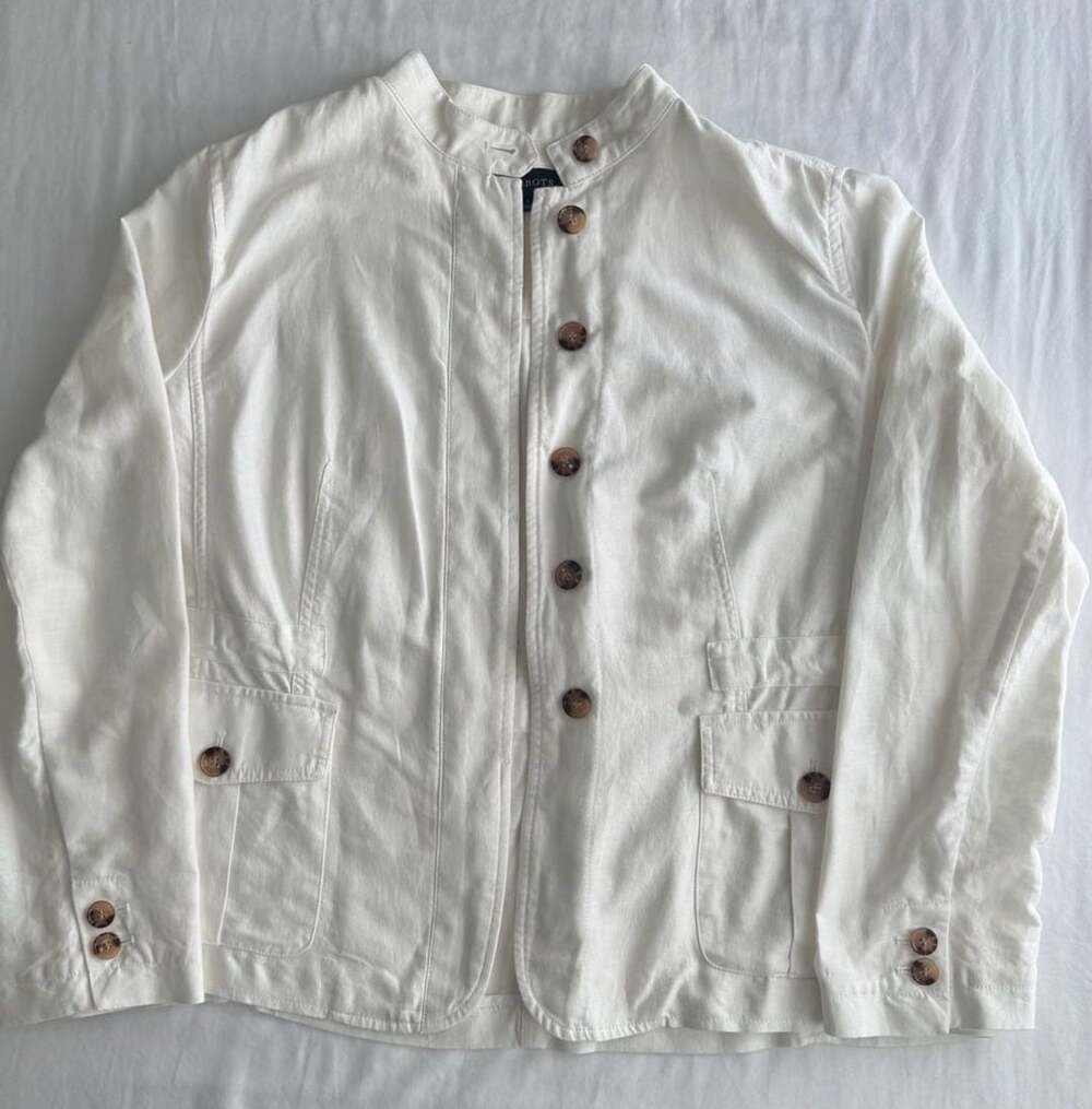 Talbots Linen Blend Utility Jacket Size L White